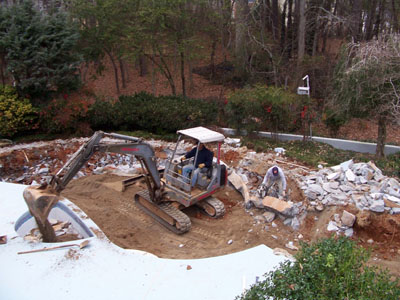 Swimming Pool Demolition in progress